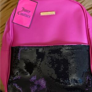 Juicy Couture Hot Pink Backpack with Black Sequin Front Pocket